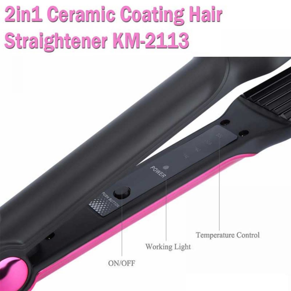 2in1 Ceramic Coating Hair Straightener KM-2113